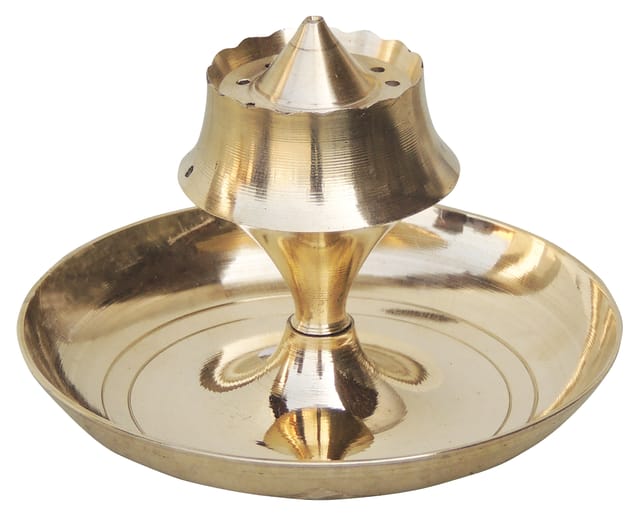 Brass God Temple Agardan, Agarbatti Stand Plate - 4.3*4.3*3 inch (F637 C)