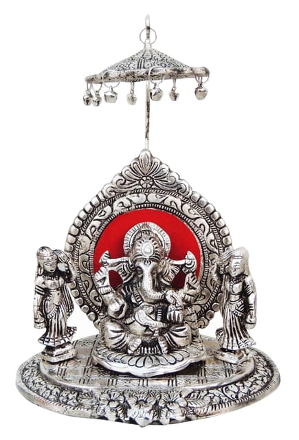 Showpiece Ganeshji with Ridhi Sidhi Silver - 6.5*5.5*8.5 inch (AS133 S)
