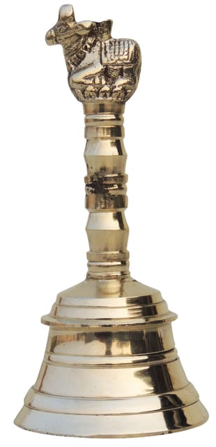 Brass Pooja Hand Bell, Nandi Ganti (1/5)- 2.5*2.5*5.5 inch (F681 E)