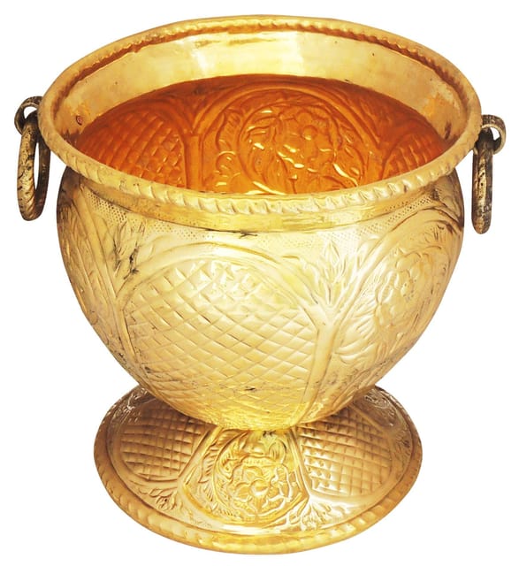 Brass Planter Pot Gamala Chatai Diameter 11 Inch weight 2.7 Kg (F597 B) - 11*11*11 inch (F597 B)