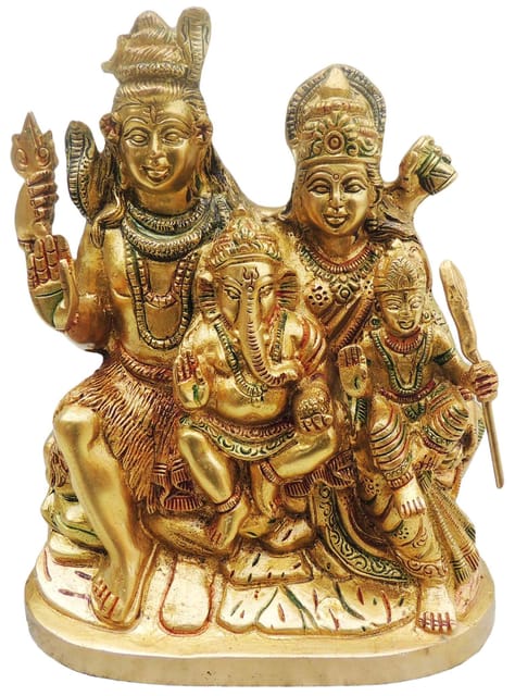 Brass Showpiece Shiv Parivar Colour Idol Statue  - 7*3.2*8.5 inch (BS493 B)