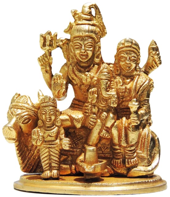 Brass Showpiece Shiv Parivar Idol Statue  - 2.5*3.5*4 inch (BS381)
