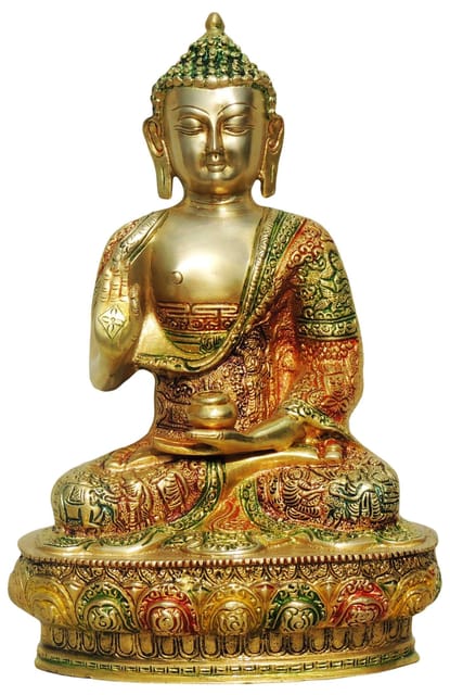 Brass Showpiece Buddha Big Statue  - 8.4*5*12.5 inch (BS660 B)