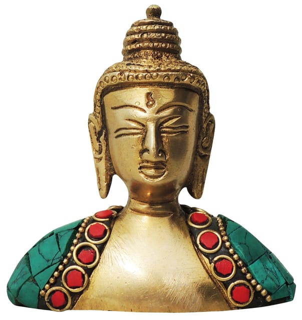 Brass Showpiece Buddha Face Statue  - 3*1*3.5 inch (BS840 A)