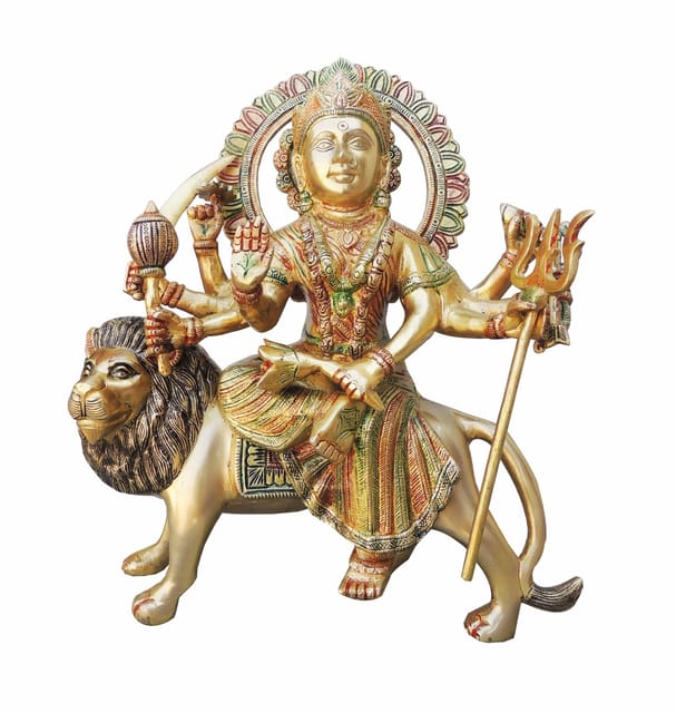 Brass Showpiece Durga Ji God Idol Statue - 12.7*5*14.5 inch (BS937 E)