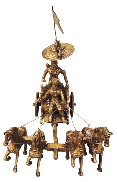 Brass Showpiece Arjun Rath Statue  - 10*7*9.5 inch (BS070 A)