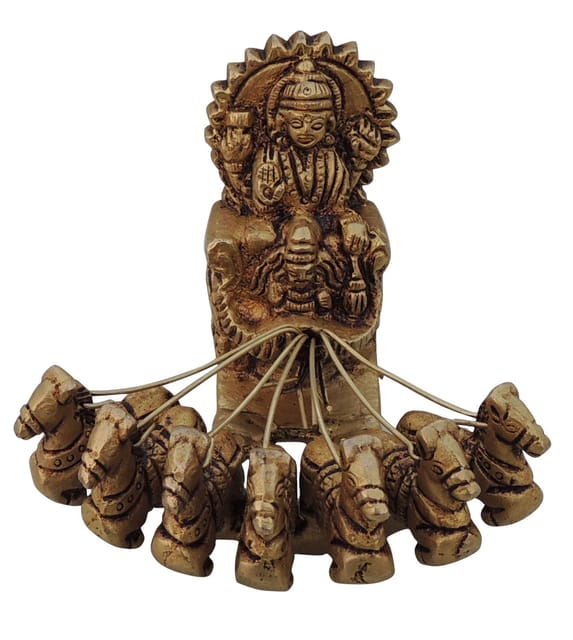 Brass Showpiece Surya Dev Rath Statue  - 3.5*3*2.8 inch (BS1059 C)