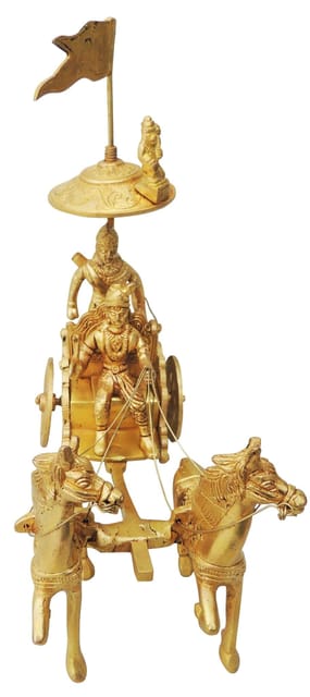 Brass Showpiece Arjun Rath Statue  - 9*3*8.5 inch (BS070 B)