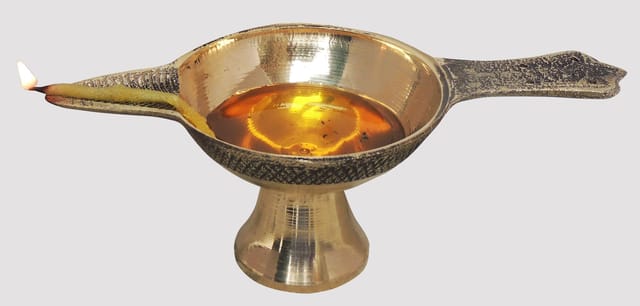 Brass Table Decor Oil Lamp Deepak No. 5   - 6.4*3*2.3 inch (F626 F)