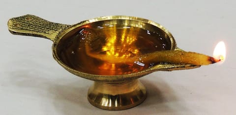 Brass Table Decor Oil Lamp Deepak No. 0  - 3*1.6*0.8 inch (F626 A)