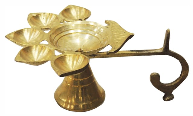 Brass Table Decor Oil Lamp Deepak 5 Wicks  - 4.6*3.5*2.1 inch (F317 A)