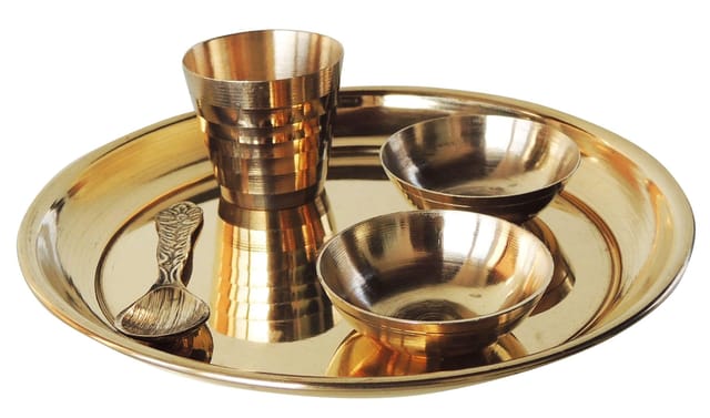 Brass Laddu Gopal Thali Set - 5*5*1.3 inch (Z461 F)