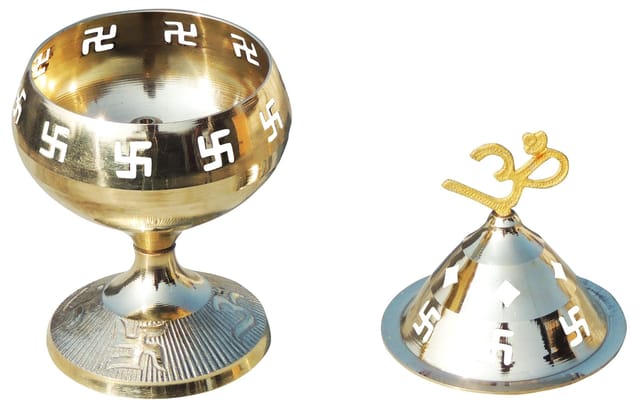 Brass Table Decor Oil Lamp Om Pakija Deepak - 3.1*3.1*6.4 inch (Z164 I)