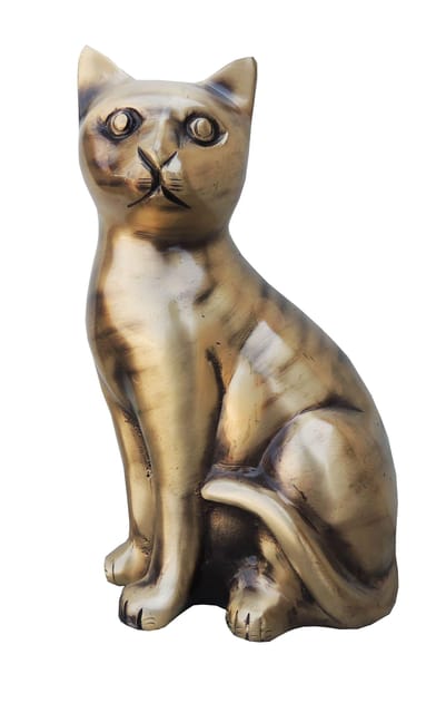 Brass Showpiece Cat Statue - 4.6*3.3*7.2 inch (AN222 C)