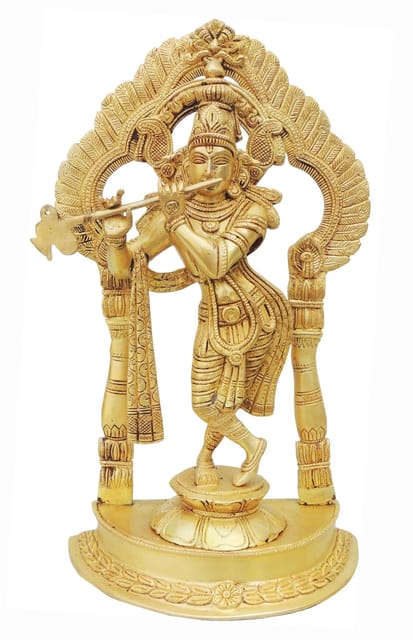 Brass krishna standing darbar SF Yellow-8.5*4.8*14.5 (BS600 A)