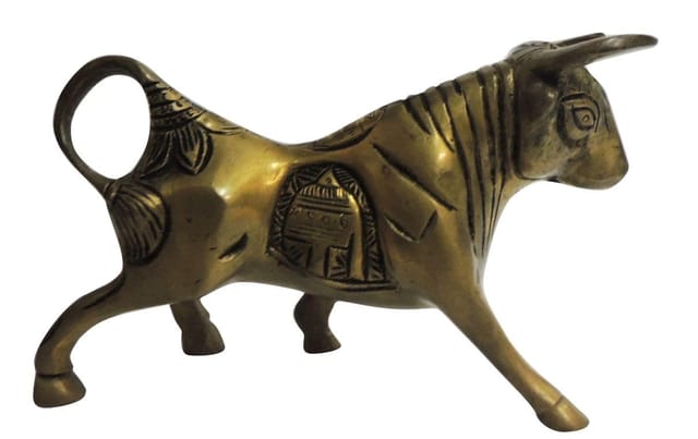 Brass Showpiece Bull Statue  - 6*1.6*3.5 Inch (BS1292 C)