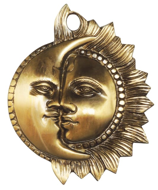 Brass Showpiece Half Sun & Moon Statue  - 5*0.5*6.5 Inch (BS896 A)