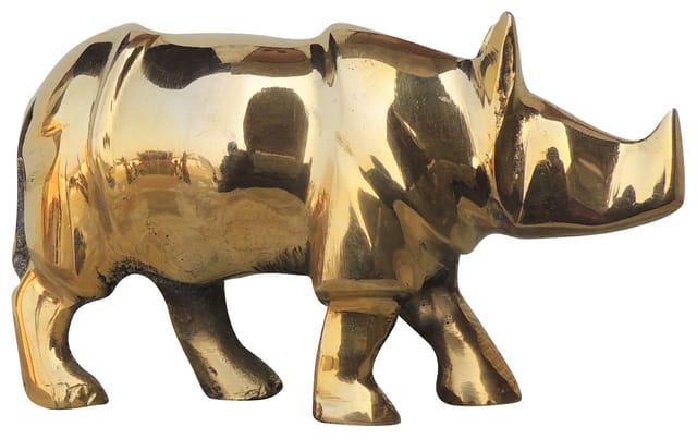 Brass Showpiece Rhino, Gainda, Genda Statue - 4.4*1.5*2.5 inch (AN198 B)
