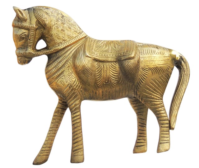 Brass Showpiece Horse Statue - 8*3*7.5 Inch (AN075 D)