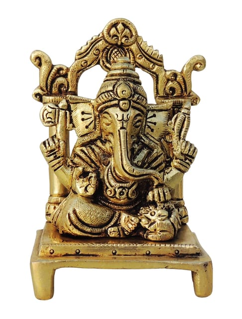 Brass Showpiece Ganesh Ji God Idol Statue - 3*2.2*4.5 Inch (BS1441 G)