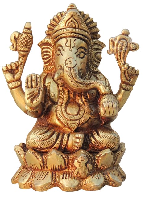 Brass Showpiece Ganesh Ji God Idol Statue - 3*2*4 Inch (BS1426 G)