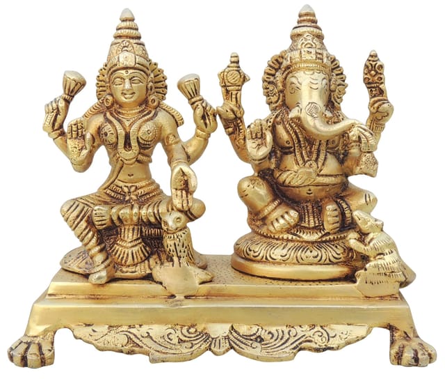 Brass Showpiece Laxmi Ganesh God Idol Statue - 7*3.5*6 Inch (BS1365 D)