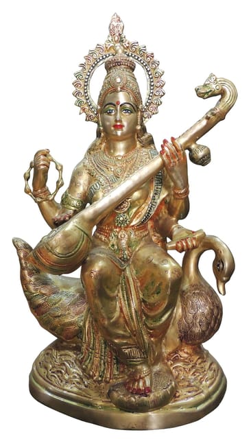 Brass Showpiece Saraswati ji Idol statue - 15*9*29.5 Inch (BS1497 A)