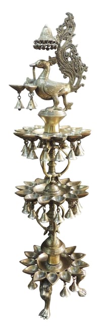 Brass Showpiece Fancy Peacock Deepak 3 Steps deepak - 13*13*49 Inch (BS1491 A)