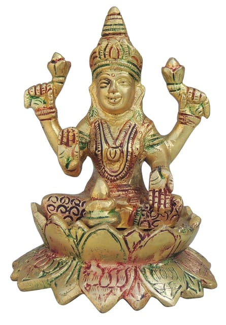 Brass Showpiece Laxmi Ji God Idol Statue - 3.6*3.5*5 Inch (BS1484 L)