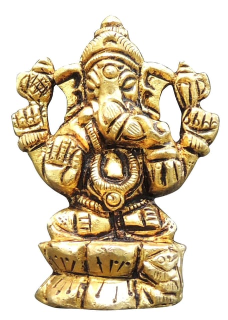 Brass Showpiece Ganesh JI God Idol Statue - 1.5*1*2.2 Inch (BS1474 G)