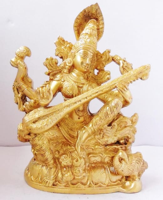Brass Showpiece Saraswati Ji God Idol Statue  -7.5*4.5*11.5 inch (BS1095 A)