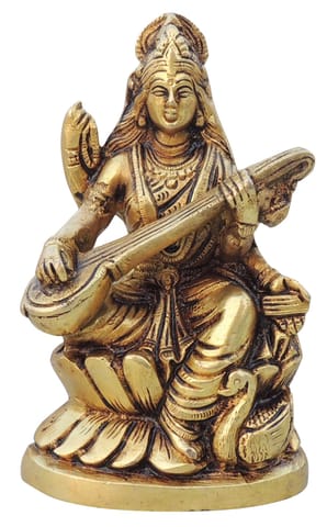 Brass Showpiece Saraswati Ji God Idol Statue  - 3.6*1.7*6 inch (BS1526 E)