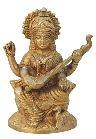 Brass Showpiece Saraswati Ji God Idol Statue  -3.5*2.2*5 inch (BS1114 S)