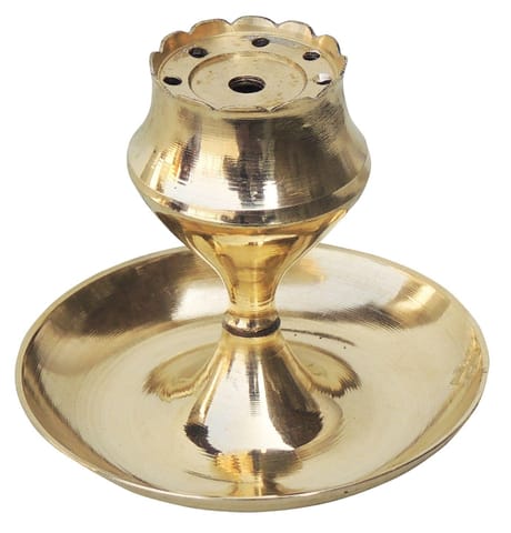 Brass God Temple Agardan, Agarbatti Stand Plate  - 3*3*2.6 inch (F637 B )