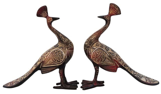 Brass Home Decor Showpiece Peacock Pair Statue -6.5*2.5*7.5 Inch (AN251 A)