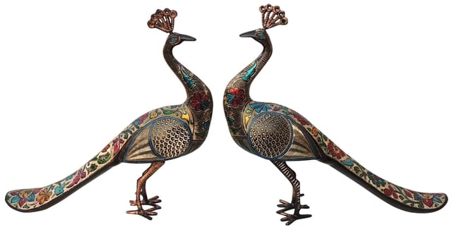 Brass Home Decor Showpiece Peacock Pair Statue -19.5 *4.5*17.5 Inch (AN250 F)