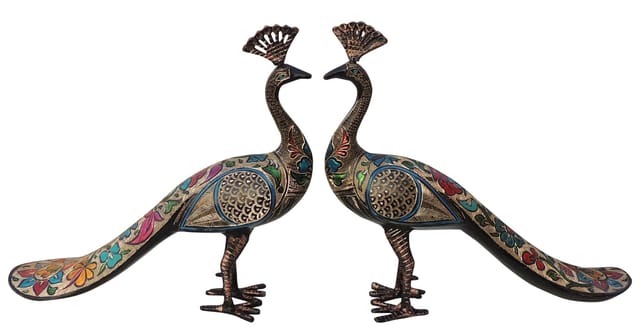 Brass Home Decor Showpiece Peacock Pair Statue - 14*3.5*13 Inch (AN250 D)