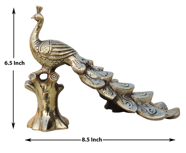 Brass Home Decor Showpiece Peacock Statue -8.5*4.5*6.5 Inch (BS1542 C)