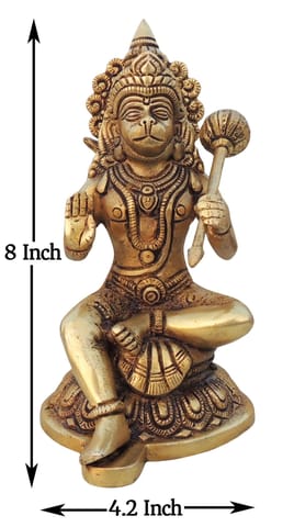 Brass Showpiece Hanuman Ji Statue Idol - 4.2*4.7*8 Inch (BS1527 G)