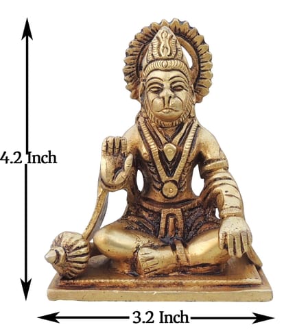 Brass Showpiece Hanuman Ji Statue Idol - 3.2*2*4.2 Inch (BS1527 C)