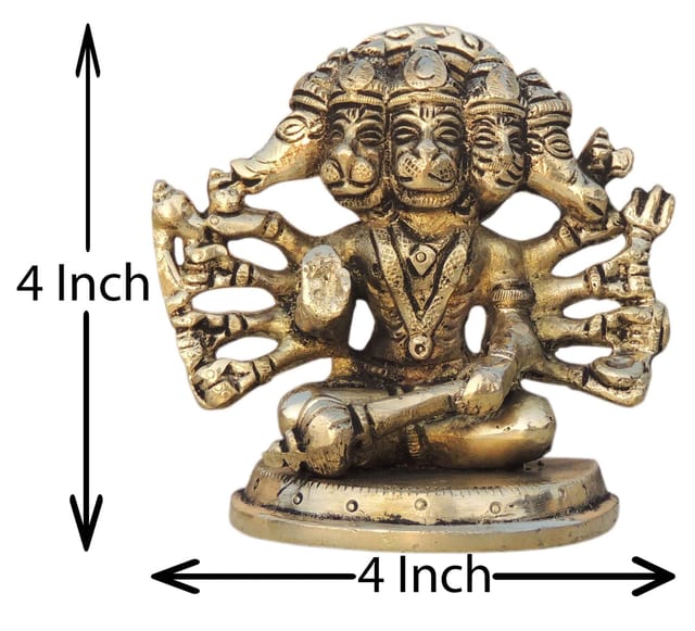 Brass Showpiece Panchmukhi Hanuman Ji Statue idol  - 4*2*4 Inch (BS1528 E)