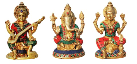 Brass Showpiece LGS Idol with Stone Finish - 4.5*3.4*6.5 Inch (BS1006)