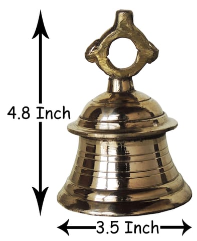 Brass Temple Hanging Bell, Ghanta [500 gm] - 3.5*3.5*4.8 inch (Z493 A)