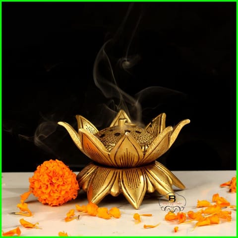 Brass Showpiece Flower Agarbatti Stand God Idol Statue - 4*4*2.5 Inch (BS1580 D)