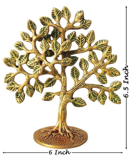 Brass Table Decor Showpiece Tree - 6*2.7*6.5 Inch (BS1295 C)