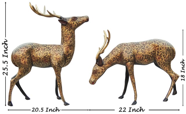 Brass Showpiece Deer Pair Statue (AN236 B)