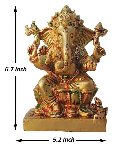 Brass Showpiece Ganesh Ji God Idol Statue - 5.2*3.2*6.7 inch (BS667 B)