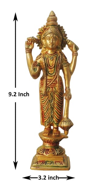 Brass Showpiece Vishnu Ji God Idol Statue - 3.2*2.2*9.6 Inch (BS1575 V )