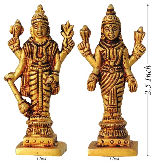 Brass Showpiece Vishnu & Laxmi Pair God Idol statue - 1*1*2.5 Inch (BS1459)