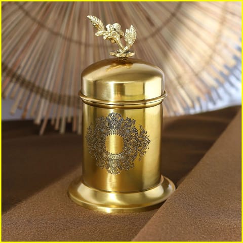 Brass Decorative Supari Container Box - 4.5*4.5*7.5 Inch (AT044 C)